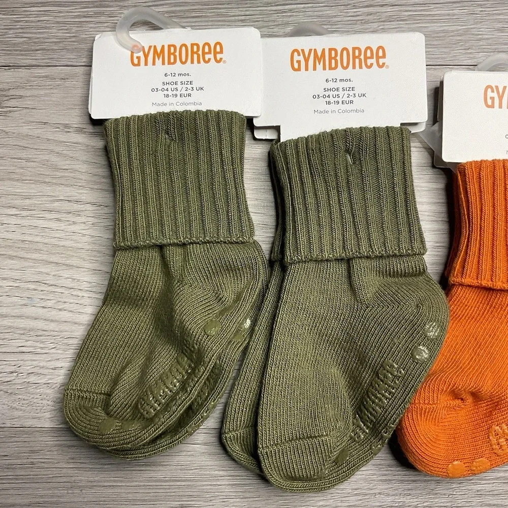 Gymboree‎ Basic Orange And Green Boys Size 6-12 M Socks NWT